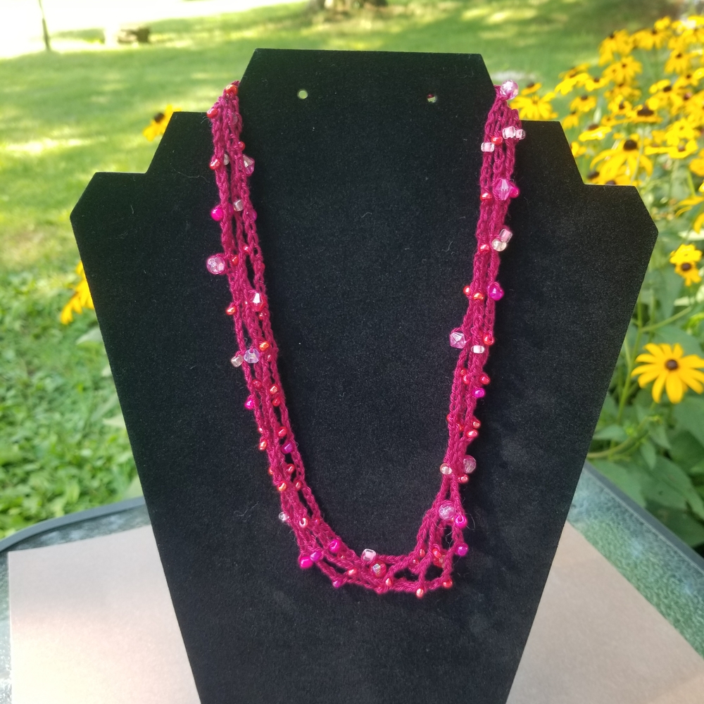 Sangria Crochet Beaded Necklace
